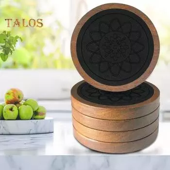 2/5 шт. деревянные подставки для напитков, абсорбирующие нескользящие подставки, защищающие столешницу от пятен, царапин, легко чистящиеся коврики для напитков для домашнего офиса 5pcs