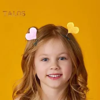 2/5 шт. маленькая плюшевая заколка в форме сердца, весенний дизайн, заколка для волос для девочек, плюшевая заколка для волос с животными, детский головной убор 5pcs жёлтый