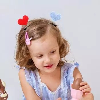 2/5 шт. маленькая плюшевая заколка в форме сердца, весенний дизайн, заколка для волос для девочек, плюшевая заколка для волос с животными, детский головной убор 5pcs жёлтый