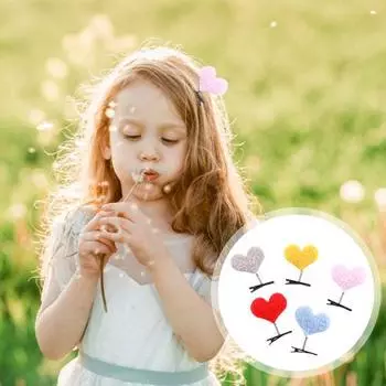 2/5 шт. маленькая плюшевая заколка в форме сердца, весенний дизайн, заколка для волос для девочек, плюшевая заколка для волос с животными, детский головной убор 5pcs красный