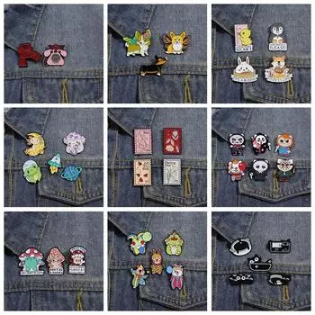 2-5 шт. Набор брошей в виде мультфильма «Рождественская лягушка», «Космические грибы», «Джокер», «Черная кошка», «Собака», «Эмалированные булавки», «Животное», «Значок на лацкан», «Ювелирные изделия оптом»