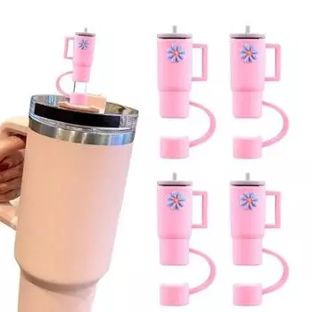 2/5 шт. насадки на соломинки, противоскользящие силиконовые чехлы в форме стакана, без запаха, пищевые, пылезащитные, эластичные соломинки розовый