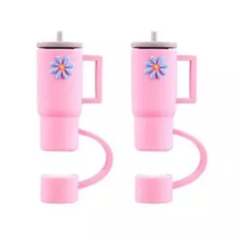 2/5 шт. насадки на соломинки, противоскользящие силиконовые чехлы в форме стакана, без запаха, пищевые, пылезащитные, эластичные соломинки розовый