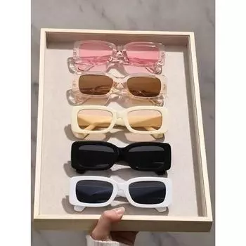 2/5 шт. S Пластиковые модные прямоугольные солнцезащитные очки для женщин и мужчин на каждый день, аксессуары для отпуска и пляжной вечеринки.