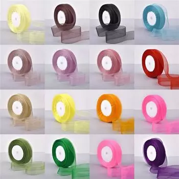 2,5 см * 50 ярдов кружевной марлевой ленты шифоновой ленты День святого Валентина Прозрачная цветочная упаковка DIY Ручная работа лямки кружевная ткань 2.5cm X 50 yards