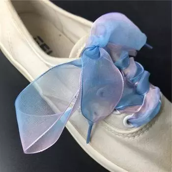 2,5 см градиентная органза снежная пряжа полупрозрачные шнурки для ботинок 0.7m