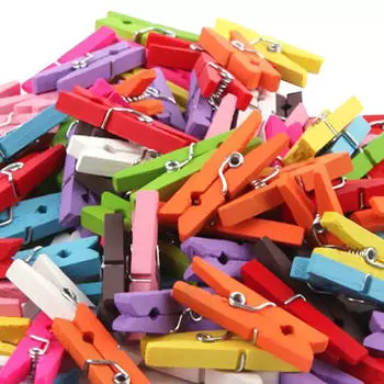 2,5 см смешанные деревянные зажимы, деревянные колышки, прищепки, фотобумага 50pcs