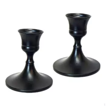 2.5 X 3 Inch Tapered Metal Candle Holder, Candlestick, Traditional Centerpiece, Table Decoration for чёрный