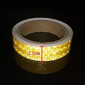 2.5cm*10m Yellow Reflective Bicycle Sticker Waterproof Self-adhesive Reflectors Tape Conspicuity Safety Strip For Car Motorcycle