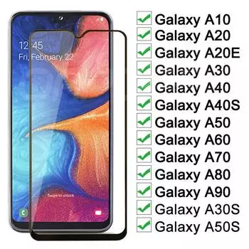 2.5D закаленное стекло с полным покрытием для Samsung Galaxy A21 A51 A81 A20 A30 A40 A50 A60 A70 A80 A90 A10S M10 M20 M30, защитное стекло для экрана Samsung Galaxy A90 5G чёрный