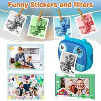 2,5K милая детская камера мгновенной печати 12-мегапиксельная детская цифровая камера детская камера мгновенной печати с 2,4-дюймовым экраном синий