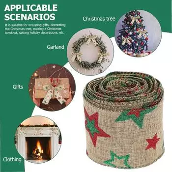 2/5M рулон рождественских украшений лента напечатанная джутовая лента DIY бант узел мультфильм наклейка цветная полоса подарочная коробка упаковочные материалы 1PC