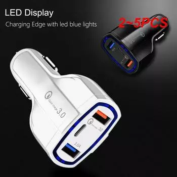 2~5PCS Car Accessories Ornaments QC3.0 Fast Charge Car Charger 3.5A Dual USB with Type-c Interface Output Car Charger Car