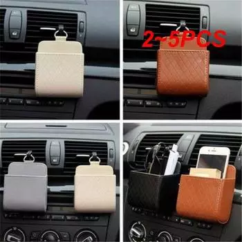 2~5PCS Car Storage Bag Car Accessories Air Vent Dashboard Tidy Hanging Leather Organizer Box Glasses Phone Holder Storage