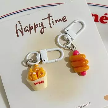 2/6/8 шт. забавный брелок для ключей в виде еды, автомобильные брелки, креативный кулон в виде хлеба и еды, изысканный рюкзак, украшения, аксессуары, подарок