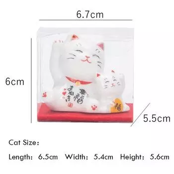 2,6-дюймовая керамическая фигурка кошки удачи, набор фигурок кошки удачи для ребенка и матери, настольное украшение для автомобиля, украшение Maneki Neko