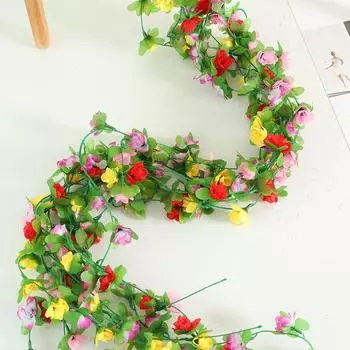 2,6 м 42 цвета Искусственные цветы Розы Виноградные лозы Искусственные цветы Лозы Трубы для кондиционирования воздуха Обмоточные украшения Свадебные украшения красный