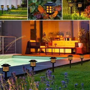 2/6 шт. Газонные лампы мерцающее пламя солнечные фонарики IP65 водонепроницаемый простая установка автоматическое включение/выключение уличные солнечные садовые светильники 2pcs