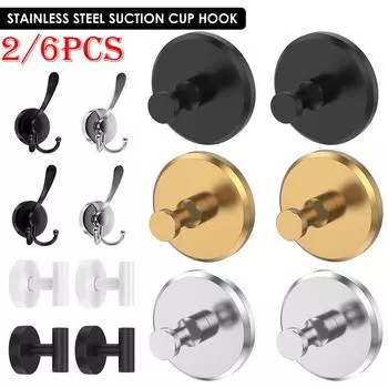 2/6 шт. крючок с присоской из нержавеющей стали, без проколов, многоразовый водонепроницаемый, устойчивый к ржавчине держатель для полотенец для дома, кухни, ванной комнаты, крючки