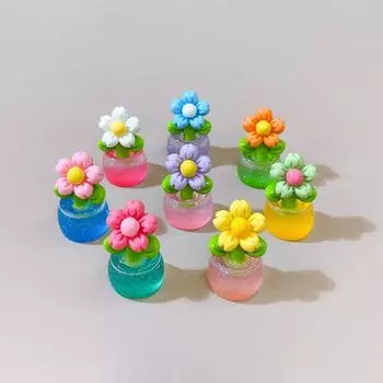 2/6 шт. милые мини-светящиеся цветочные горшки из смолы, украшение, светящиеся в темноте, миниатюрные фигурки, микропейзаж, украшение для кукольного домика 1