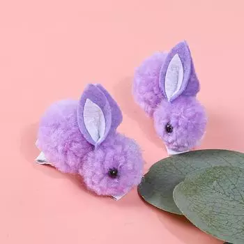 2/6 шт. Милые заколки для волос с помпонами и кроличьими ушками, детские заколки-невидимки, аксессуары для волос на Пасху, головные уборы