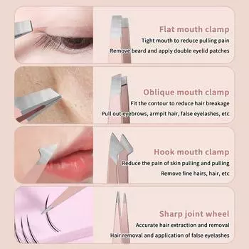 2/6 шт. пинцеты для удаления волос на бровях, зажимы для ресниц из нержавеющей стали, профессиональные пинцеты для ресниц, набор щипцов для бровей, наконечники, инструменты для макияжа F
