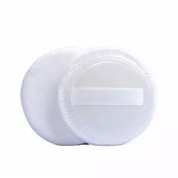 2/6 шт. Сатиновый бархатный косметический спонж Мягкий спонж для рассыпчатой пудры Флокированный спонж для макияжа Спонж для пудры Девушка white-2Pcs box