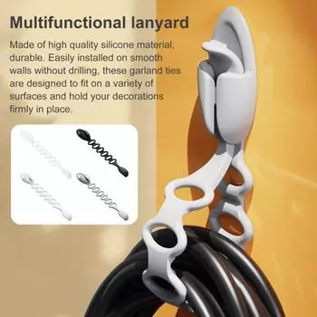 2/6 шт. вешалка для рождественской гирлянды, регулируемые крючки для держателя для гирлянды на мантии, завязки для рождественской гирлянды, многоразовые силиконовые клейкие ремни 2pcs