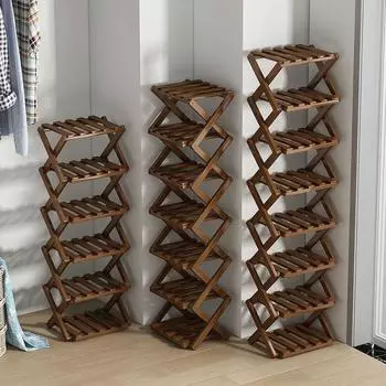 2-6-слойная бамбуковая полка для обуви, складная, не требующая установки обувная полка, экономящая место, дышащая полка для обуви, стеллаж для хранения в гостиной