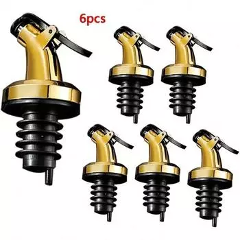 2/6pcs Oil Bottle Spout, Bottle Stopper, Bottle Pourer, Plastic Oil Bottle Cap, Seasoning Bottle Neck, Soy Sauce Bottle Lid, Oil Bottle Dispenser 6pcs золотой