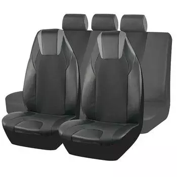 2/7 шт. Универсальные чехлы для автомобильных сидений из искусственной кожи, аксессуары для интерьера, полный комплект, черные чехлы для автомобильных сидений, защитные чехлы для автомобильных сидений 2PCS серый/чёрный