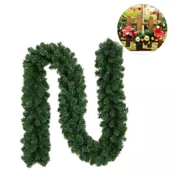 2.7m Artificial Fir Wreath Christmas Artificial Green Garland Wreath Xmas Home Party Christmas Decoration Pine Tree Rattan 2.7m зелёный