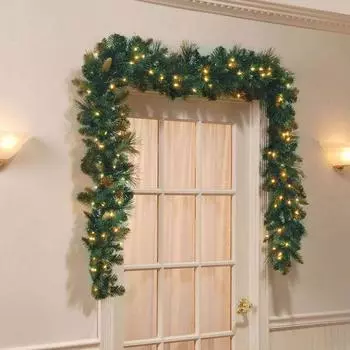 2.7M рождественские гирлянды искусственные зеленые гирлянды венок для дома рождественская елка лестница дверь новогоднее украшение