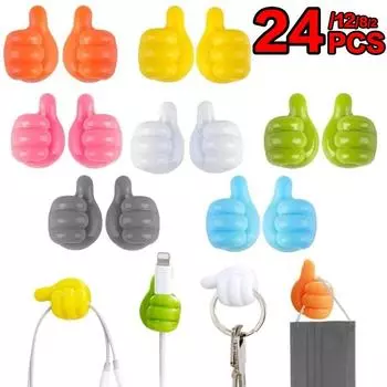 2/8/12/24 шт. самоклеящиеся крючки для украшения стен креативный силиконовый крючок для вешалки для ключей с большим пальцем для дома/офиса зажим для кабеля для передачи данных проводной органайзер для стола 2pcs белый