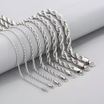 2~8 мм стального цвета нержавеющая сталь витая цепочка ожерелье аксессуары рок хип-хоп цвет мужчины и женщины простая цепь 2mm50cm серебряный