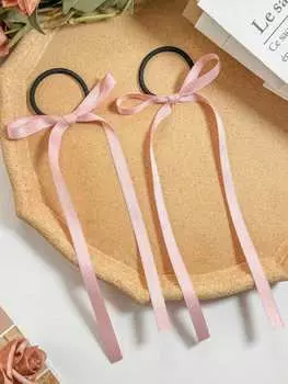 2/8 шт. Модные однотонные длинные ленты-банты, высокоэластичные резинки для волос, скранчи для женщин, девушек, аксессуары для волос для вечеринок