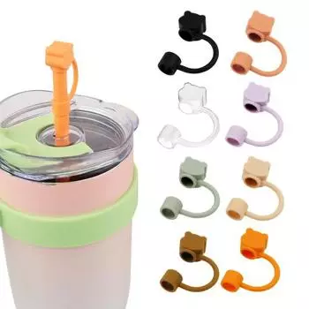 2/8 шт. силиконовые колпачки-соломинки для стаканов объемом 40 унций, многоразовые, в форме медведя фиолетовый