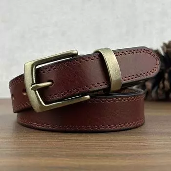 2,8 см широкий ретро модный ремень женский кожаный пряжка первый слой коровья кожа повседневный джинсовый ремень женский 80-100cm светло-коричневого