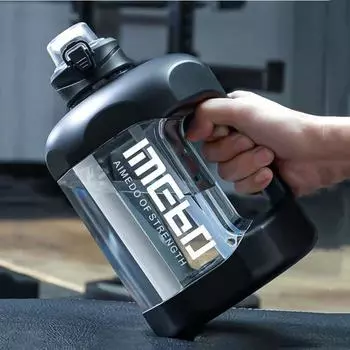 2.8L/1.8L Large Capacity Water Bottle With Straw Gym Fitness Drinking Bottle Outdoor Camping Cycling Hiking Sport Plastic Bottle 1800ml чёрный