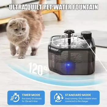 2.8L/95oz беспроводной фонтанчик для кошек ультра тихий автоматический диспенсер для воды для домашних животных собак