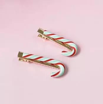 2/8pcs Gradient Cane Hair Clips Plastic Alloy Hairpins Rainbow Color Hair Clip For Girls Pin Tiaras Children Hair Accessories