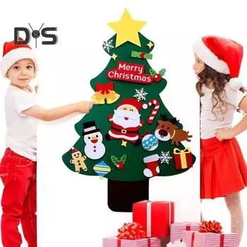 2.95 футов фетровая рождественская елка своими руками моя первая рождественская елка со светодиодной гирляндой 32 украшения Рождественское украшение ручной работы для малышей A
