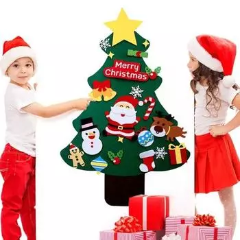 2.95 футов фетровая рождественская елка своими руками моя первая рождественская елка со светодиодной гирляндой 32 украшения Рождественское украшение ручной работы для малышей A
