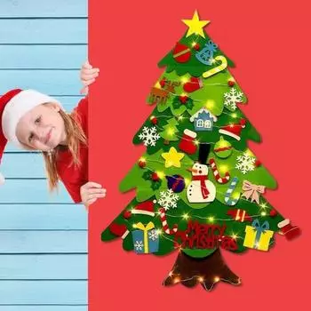 2.95-футовая фетровая новогодняя елка своими руками Моя первая новогодняя елка со светодиодной гирляндой A