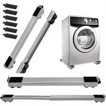 2 Adjustable Length 17.72-27 Stainless Steel Shockproof Washing Machine Holders, Non-Slip, Rust Resistant Feet for Refrigerator and Laundry 16 rounds of 2 packs