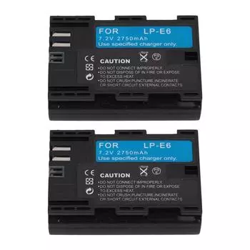 2 аккумулятора для камеры 2750 мАч 7,2 В для LP E6 E6N R5 R6 90D 60D 70D 80D 5D II 5D III 5D IV 5Ds 6D 6D