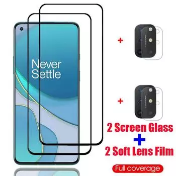 2 экрана, закаленное стекло + 2 объектива камеры, мягкая пленка, защитная пленка для экрана телефона Samsung A23 A13 A33 A53 Oneplus Nord N20 N100 N200 N10 5G One Plus 9 9R 9RT 8T Samsung M73 5G чёрный