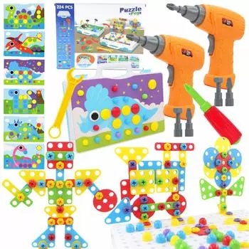 2 электрические игрушки Rappy Luce, развивающие игрушки для мальчиков, сделай сам, плотницкие работы, динозавр, подарок на день рождения, Рождество, STEM, 3D-головоломка, колышек, 236 сверл!
