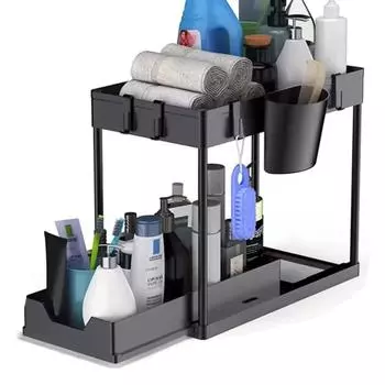 2 этажа нижний органайзер для раковины выдвижной шкаф корзина органайзер полка для хранения вешалка подвесная чашка ванная комната кухонный органайзер