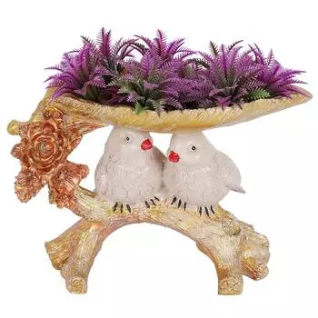 2 Birds Sitting On Tree Branch Figurine Home Decoration Showpiece Chidiya Statue for Home Decor Item Sparrow Pair Showpiece